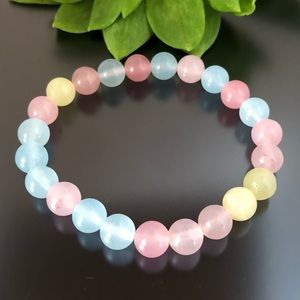 Morganite 8mm Crystal Stone Beads Stretchable Bracelet